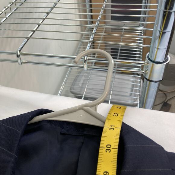 Holland & Sherry Navy Blue Pinstripe Blazer Est. Size 40 Preppy Old Money Career - Picture 3 of 12